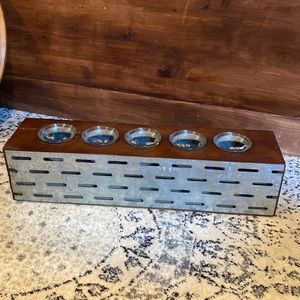 Sonoma wood and Metal Tea Light Candle Holder Table Decor